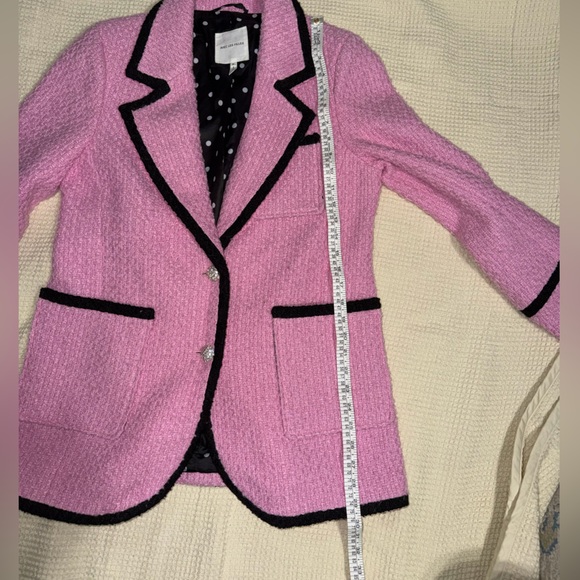 Anthro Avec Les Filles Pink Tweed Blazer – Black Trim, Size M - Picture 8 of 9